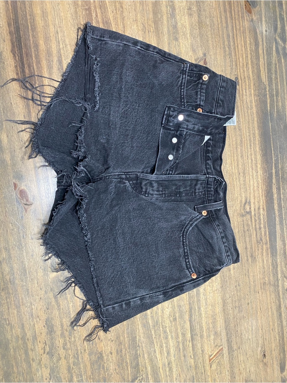 Levi's Black Frayed Hem Denim Cutoff Shorts